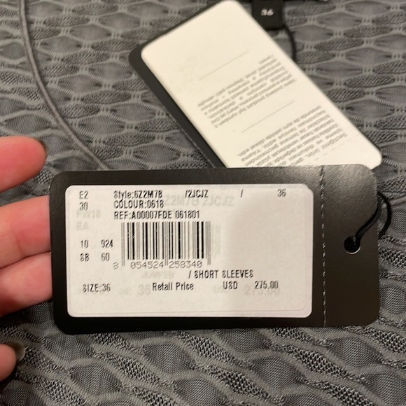 Emporio Armani Gray Jacquard Round Collar T-shirt Sz 36 (US 0), Made in Italy - Picture 11 of 11